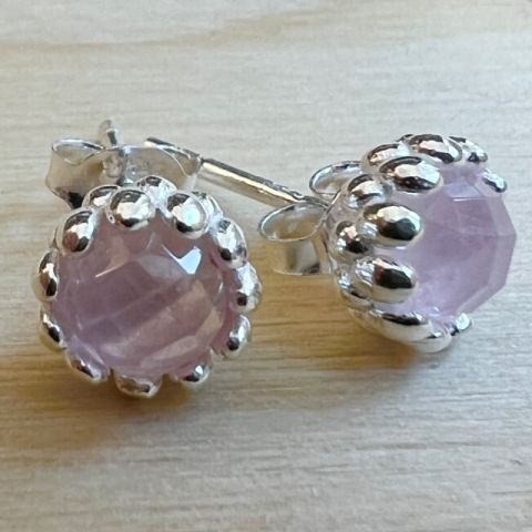 Ohrringe Ohrstecker klein Rosenquarz 7 mm