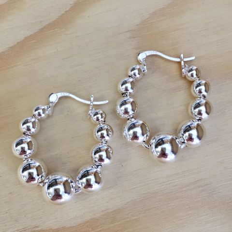 Ohrringe Creolen Kugeln 2.7 cm in 925 Silber