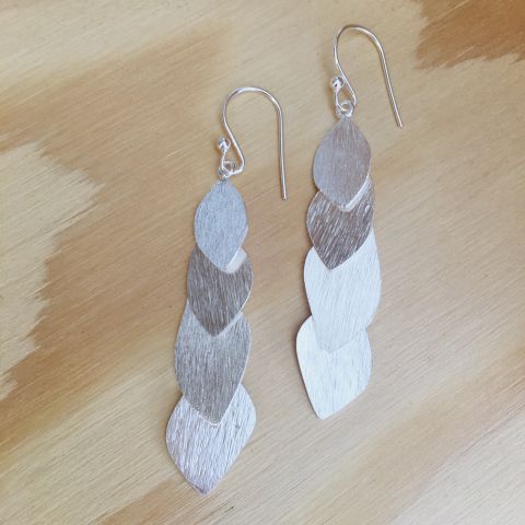 Ohrringe "Blätter" Silber mattiert Ohrringe "Blätter" Silber mattiert