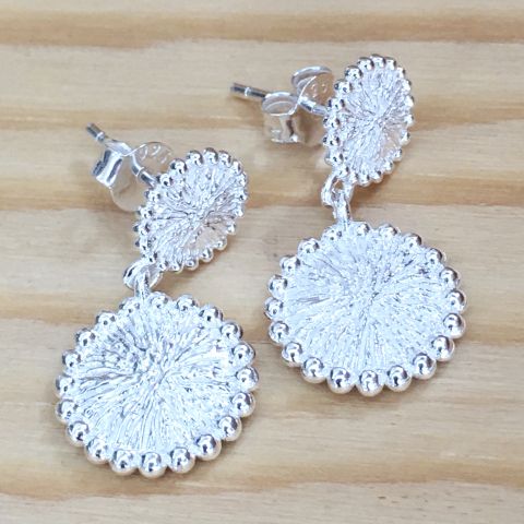 Ohrringe Sonne matt in 925 Silber