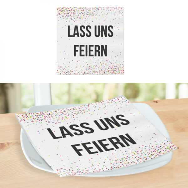 Serviette mit Spruch: Lass uns feiern