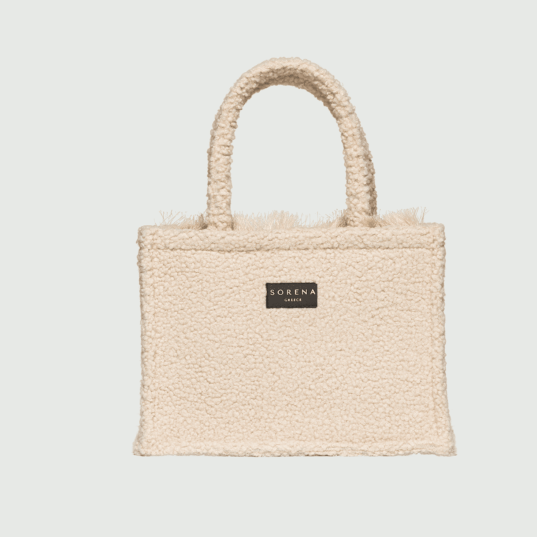 SORENA Teddy Beige Tote Bag Medium