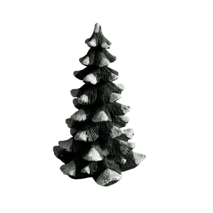 Tannenbaum mit weissen spitzen in grau-grün