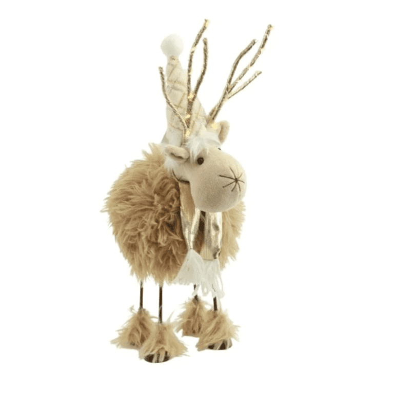 Elch Kantenhocker mit LED-Lichtern am Geweih 60 cm