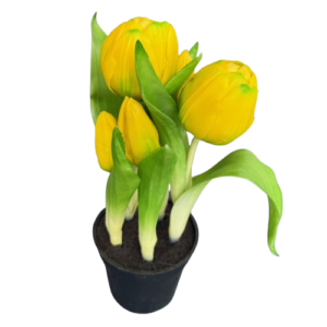 Tulpen im Topf künstlich real touch in gelb