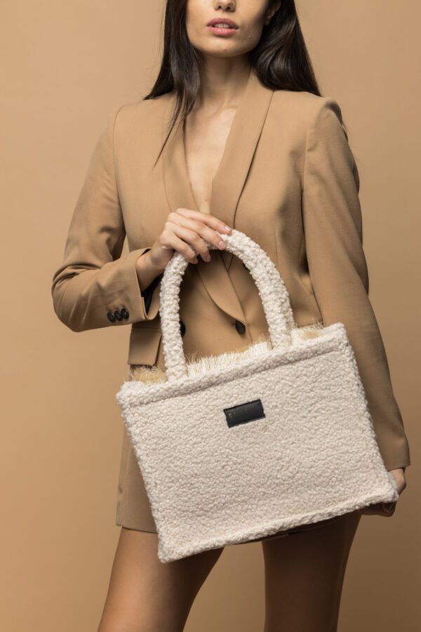 SORENA Teddy Beige Tote Bag Medium