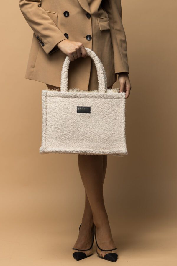 SORENA Teddy Beige Tote Bag Medium